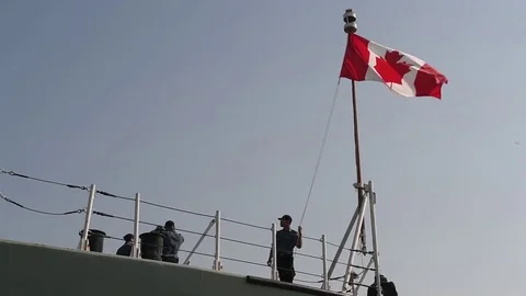 Navy Halifax-class frigate HMCS Winnipeg ready to departs San Francisco - 2017 Stock Footage 85308399