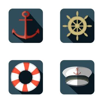 Navy icon set, flat design, vector illustration Stock Illustration
