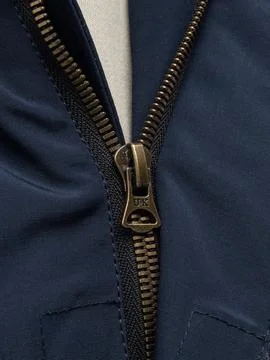 Navy jacket zipper full view angle Stock Photos