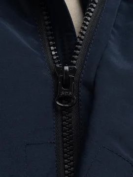 Navy jacket zipper full view Stock Photos