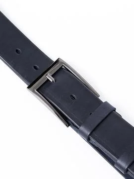 Navy leather belt diagonal close up Stock Photos