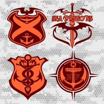 Navy military patch set Stock Illustration