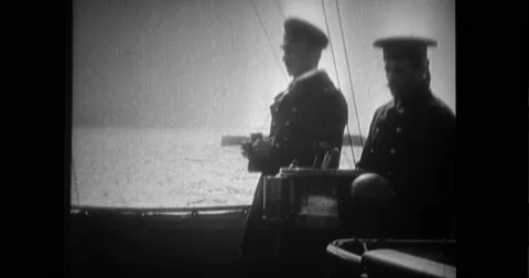Navy officer looking through binoculars Stock Footage 43495425