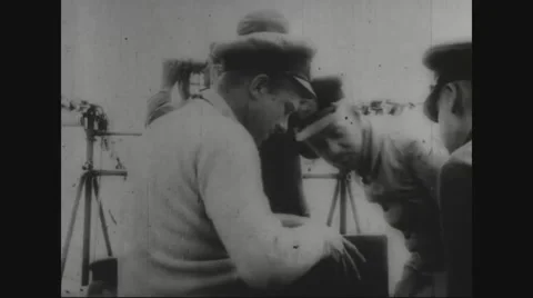 Navy officers reading diary Stock Footage 43316641