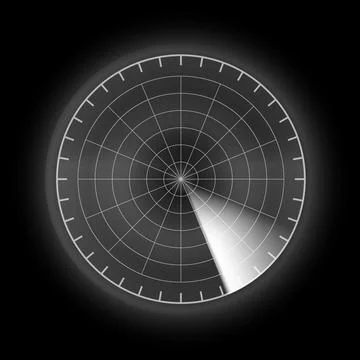 Navy or air sonar, digital radar gray linear display searching, vector scanning 스톡 일러스트
