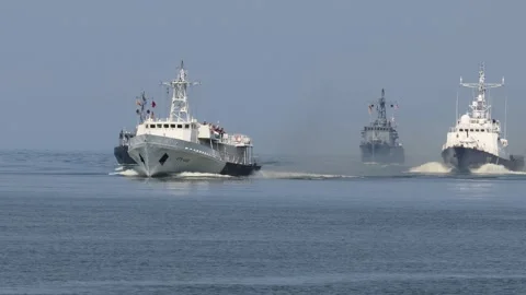 Navy parade of ships. Baltic Sea Stock Footage 236541585