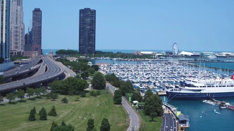 Navy Pier &amp; Boat Yard Stock Footage 113351669