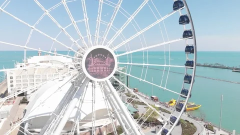 Navy Pier Chicago - 4k Drone Shot Vídeo Stock 90343397