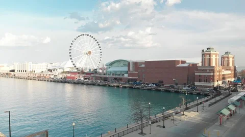 Navy Pier Drone 4k Vídeo Stock 90343566