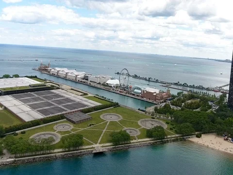 Navy pier on lake Stock Footage 81719236