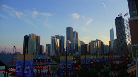 Navy pier skyline Stock Footage 25039660