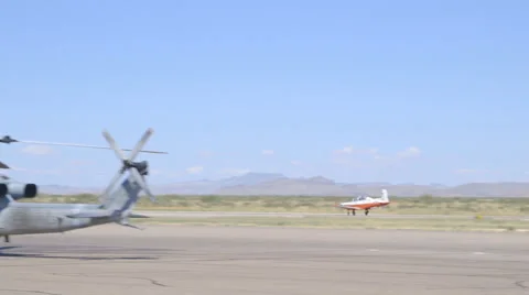 Navy Plane Races Down Runway Before Take-off Stock Footage 60847243