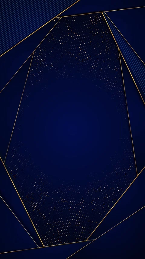 Navy Polygon Frame with Metallic Gold Accents Stock Footage 341034638