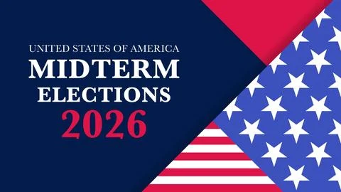 Navy Red Triangle Split Flag Star Pattern 2026 Midterm Elections Stock Illustration