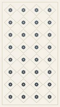 Navy rosette motifs sit inside repeated ivory diamond frames arranged in a .. Illustrazione stock