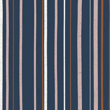 Navy, rush and blush colored irregular artistic stripe pattern 库存插图