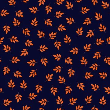 Navy Rustic Leaf Scatter Pattern Stock Illustration