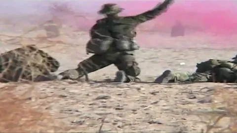 Navy SEALS train in live fire combat exercises with grenades. Video stock 123373391