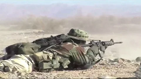 Navy SEALS train in live fire combat exercises. Video stock 123375913