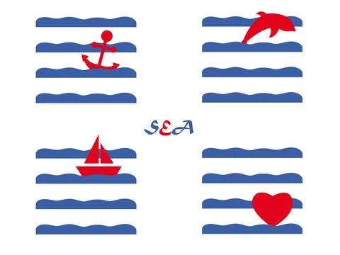 Navy set in red and blue. Stock Illustration