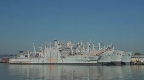 Navy Ships Docked Stockbeeldmateriaal 68656375