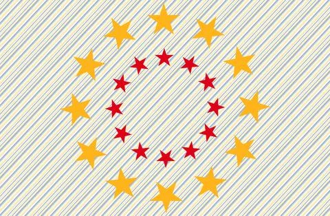 Navy Star Pattern With Scalloped Edge and Pastel Diagonal Stripes Decorativ.. 스톡 일러스트