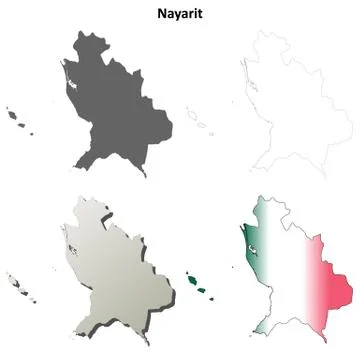Nayarit blank outline map set Иллюстрация