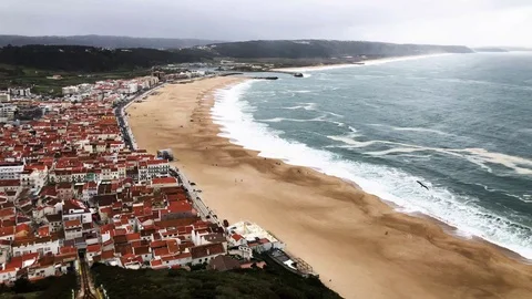 Nazare Overcast Day Stock Footage 104543027