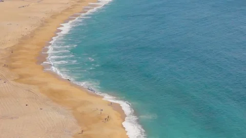 Nazare summer sandy beach view, Portugal, Europe Video stock 80439029