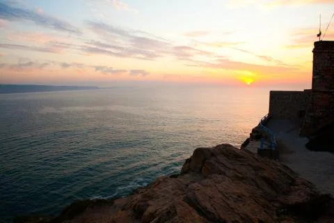 Nazare sunset Stock Photos