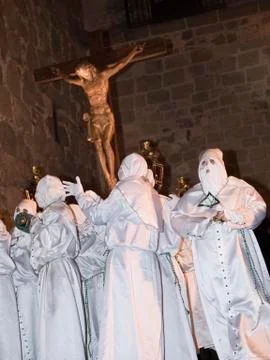 Nazarenes in a procession. Stock Photos
