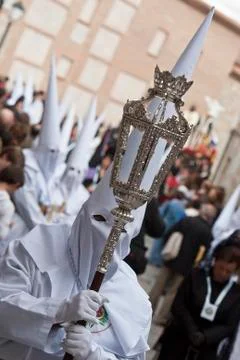 Nazarenes in a procession. Foto stock