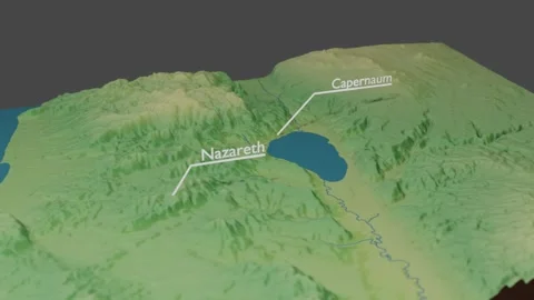 Nazareth and Capernaum 2d callout Stock Footage 342981537