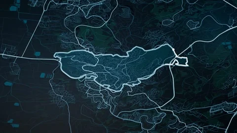 Nazareth Israel Glowing Digital Map Animation 4K Видео 340112143