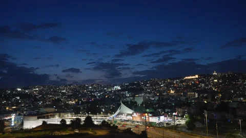 Nazareth panoramic city view during night Stock Footage 343635997