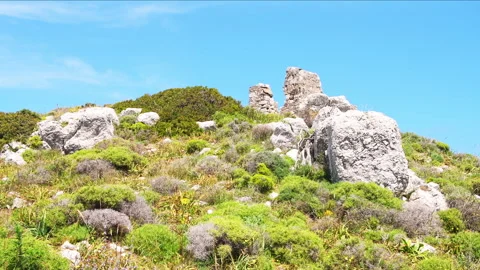 Nazi German abandoned world war 2 bunker building, Ikaria island Greece Stock Footage 252159595