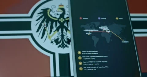 Nazi Germany as source of cyber attacks in alternative reality Vídeo Stock 310845481