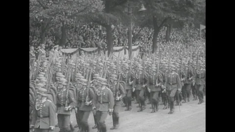 Nazi parade with Hitler and Mussolini, G... | Stock Video | Pond5