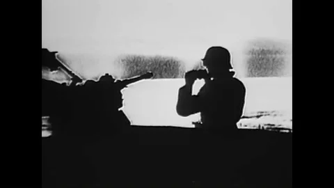 Nazis build an Atlantic Wall consisting of obstacles and bunkers and heavy guns Video stock 99105335