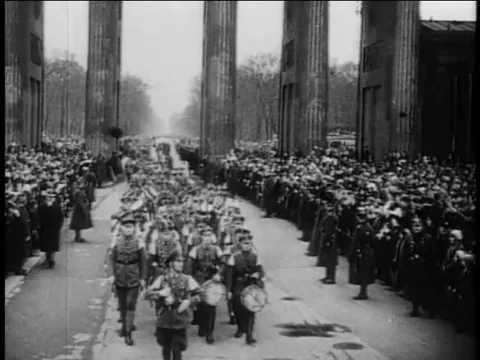 Nazis Parade in Rain Through Berlin 1933 Stock Footage 79617193