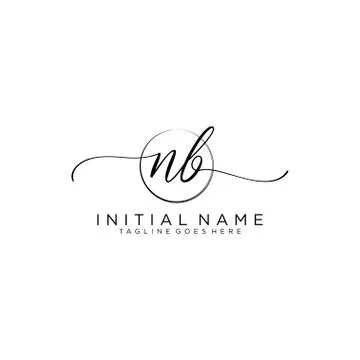 NB Initial handwriting logo with circle template vector Illustrazione stock