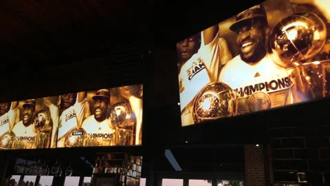 The NBA Finals Denver Nuggets Vs Miami Heat on Tv's at Sports Bar Stock Footage 242898921