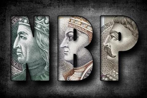NBP Text Made of Polish Banknotes Stock Illustration