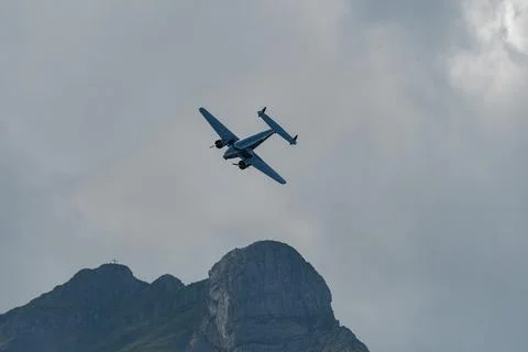 NC-18125 Lockheed Model 12 Electra Junior airplane in Mollis in Switzerland Stock Photos