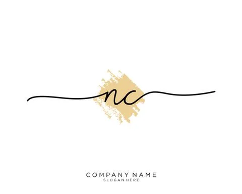 NC Initial handwriting logo design Stock Illustration