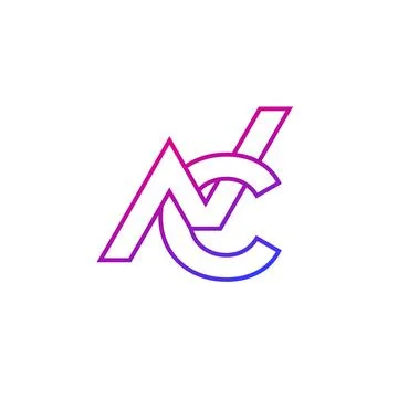 NC monogram line logo on white Stock Illustration
