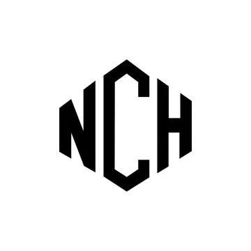 NCH letter logo design with polygon shape. NCH polygon and cube shape logo .. Stock Illustration