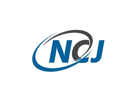 NCJ letters creative modern elegant swoosh logo design Stock Illustration