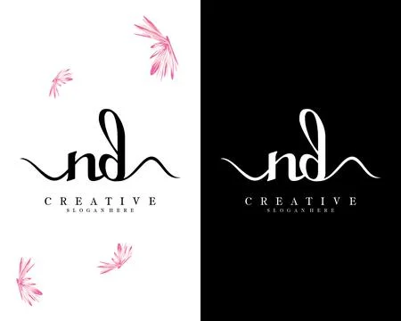 Nd, dn script font letter logo design template vector Stock Illustration