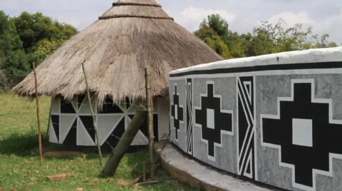 Ndebele decorated hut Stock Footage 51488672